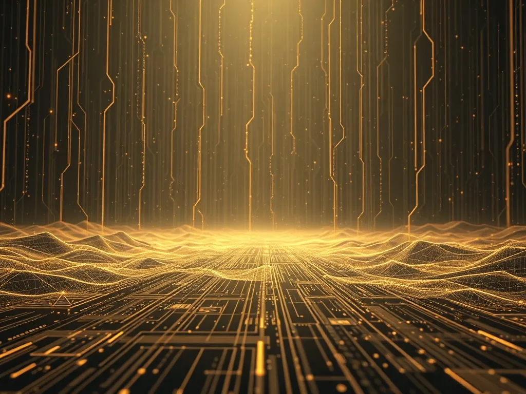 A high-tech digital security landscape with abstract neural